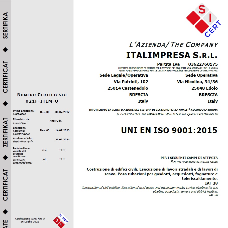 ISO 9001 Italimpresa S.r.l.