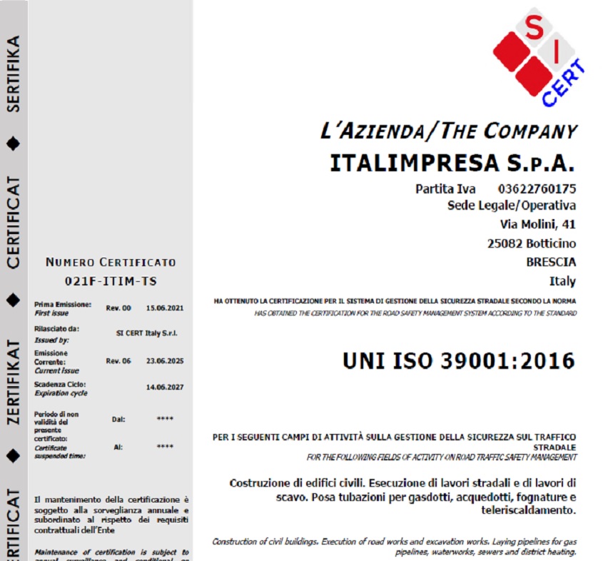 OH SAS 18001 Italimpresa S.r.l.